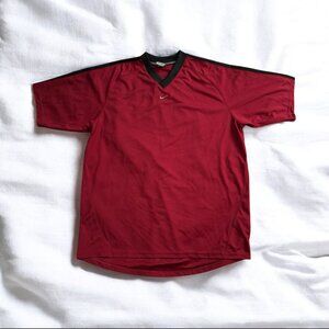 Vintage Nike Dri-FIT Soccer Jersey Shirt Men’s Large Red Black Y2K Silver Tag